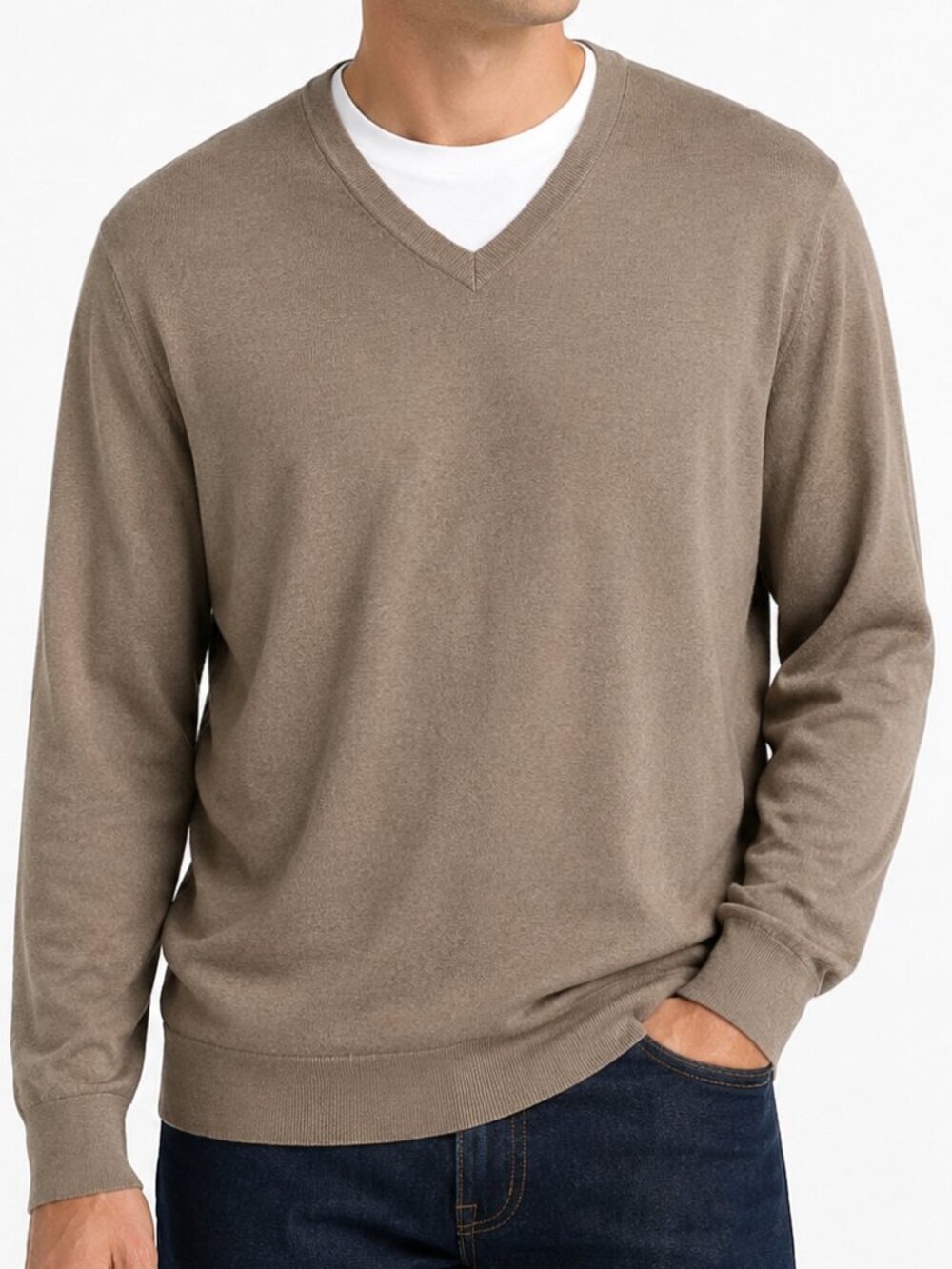 Banana Republic 100% Merino Wool V-Neck Sweater Tan Beige Men's Large NWT